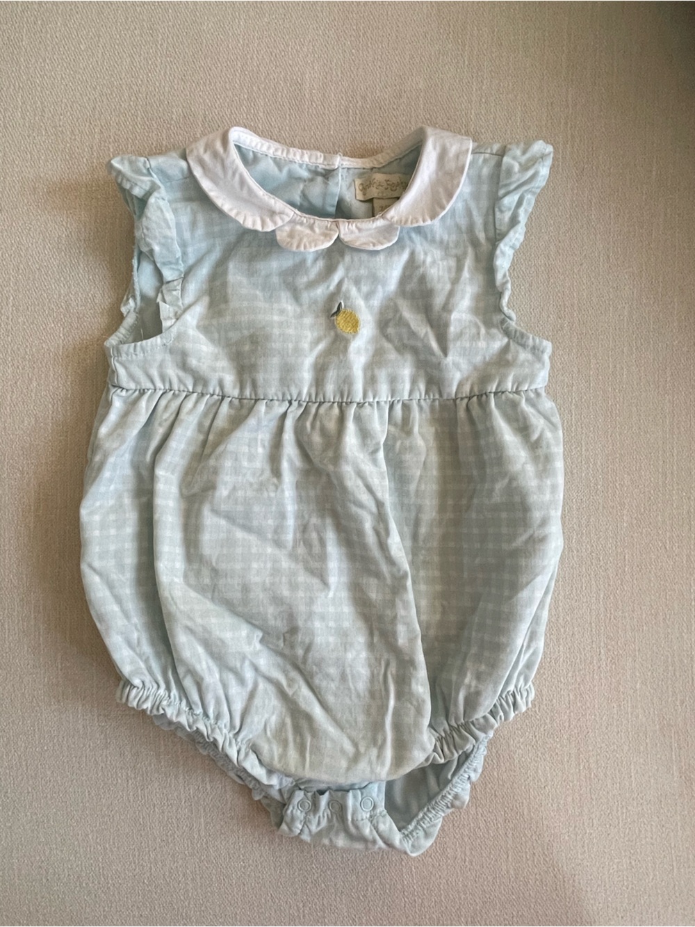 Cynthia Rowley Blue Gingham Lemon Bubble with Peter Pan Collar